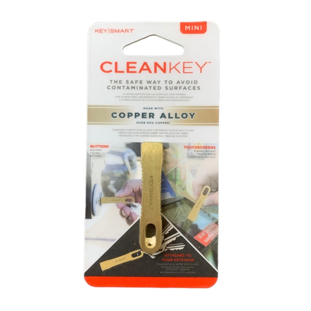 NWT KEYSMART Clean Key Gold Copper Alloy Contactless Keychain Tool